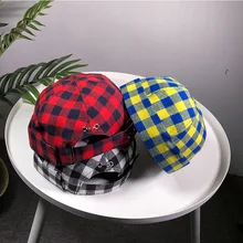 Стиль Модные решетки Хлопок Весна Лето Женщины Мужчины Тыква берет французский художник бини разноцветная Лыжная Шапочка