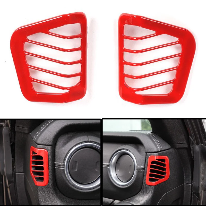 

Fit For 2018 Jeep Wrangler JL Red ABS Interior Air Vent Outlet Cover Trim 2pcs