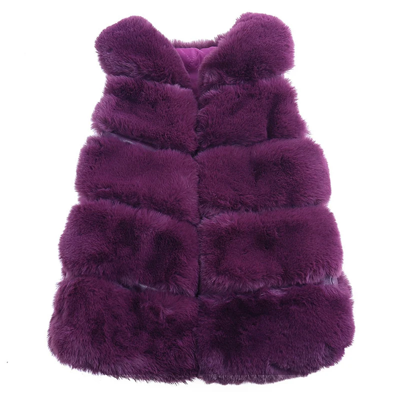 Cute Thick Warm Girls Artificial Fur Long-Vest Age for 3- 10 Yrs Baby Waistcoat Girl Kids Sleeveless Coats Fashion Children Vest
