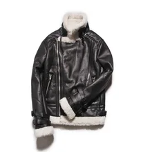Мужская куртка на молнии с меховым воротником из натуральной кожи, Мужская зимняя темно-коричневая куртка из овчины, куртка-бомбер, большой размер M-2XL