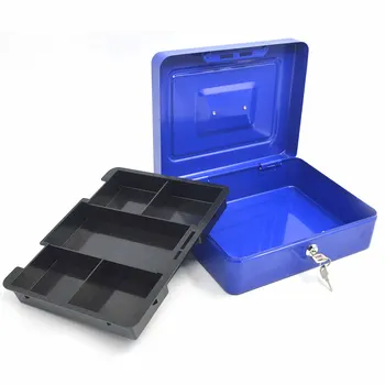 

Behogar 10 inch Metal Lockable Cash Coin Money Storage Safe Security Box Holder Suitcase with Lock Key 5 Compartment Tray