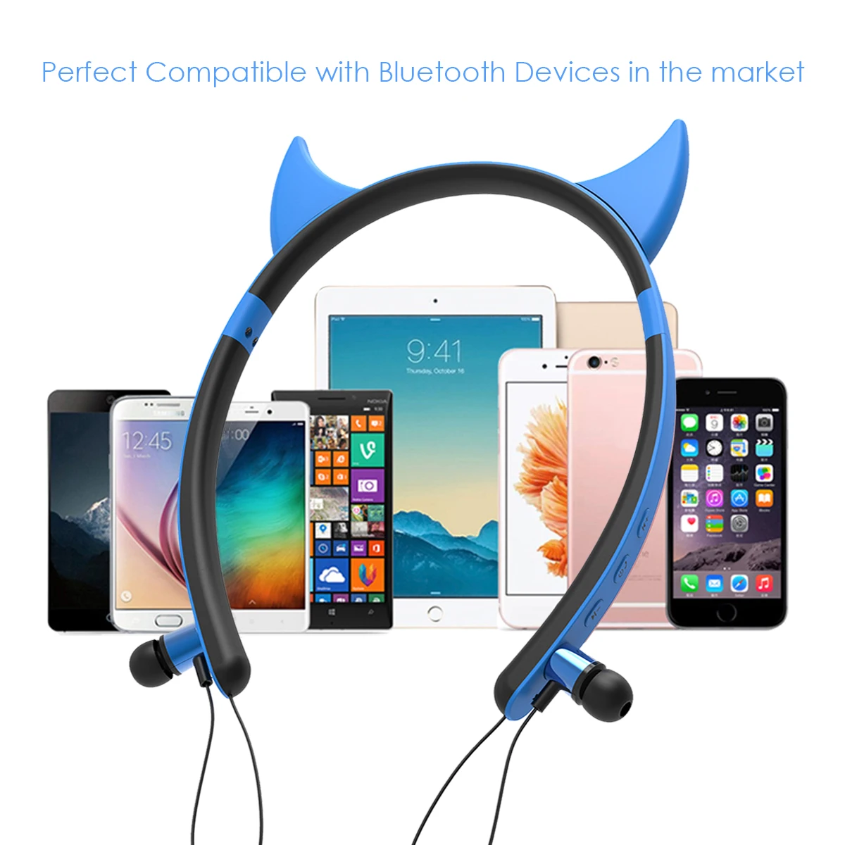 SOONHUA Wireless Bluetooth Cute Cat ears Earphones Stereo Noise reduction Headphones Sports Gaming Headset Earplug