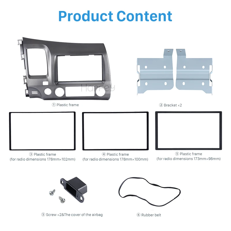 Harfey 2Din автомобиль радио Панель Установка отделка комплект крышка приборной панели стерео Рамка комплект для Honda Civic LHD 2008 2009 2010 2011 с ПП отверстие
