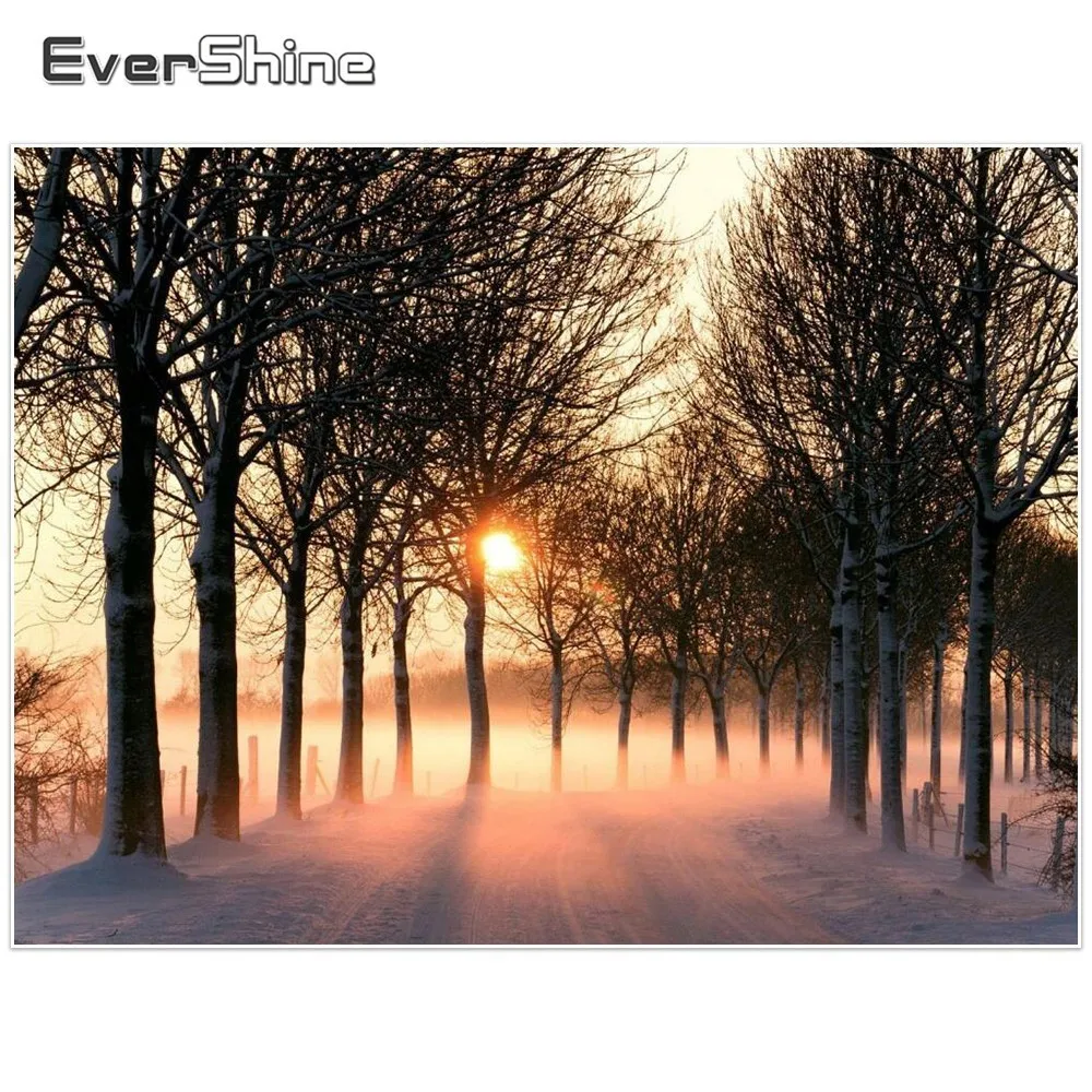 EverShine 5D DIY Diamond Painting Tree Scenery Picture Of Rhinestones Embroidery Sunset Mosaic Wall Decoration | Дом и сад