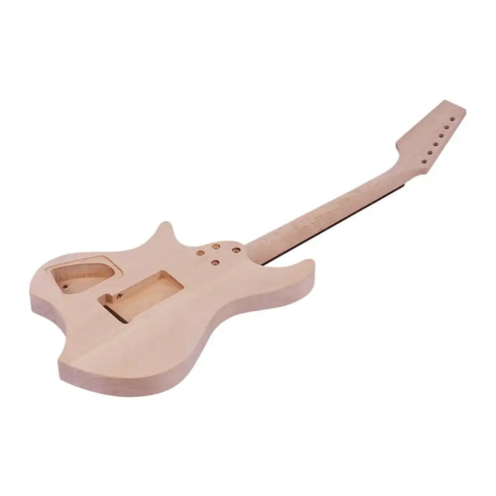 Muslady Unvollendete E-Gitarren Bausatz DIY Kit Basswood Body Maple Hals J2X7