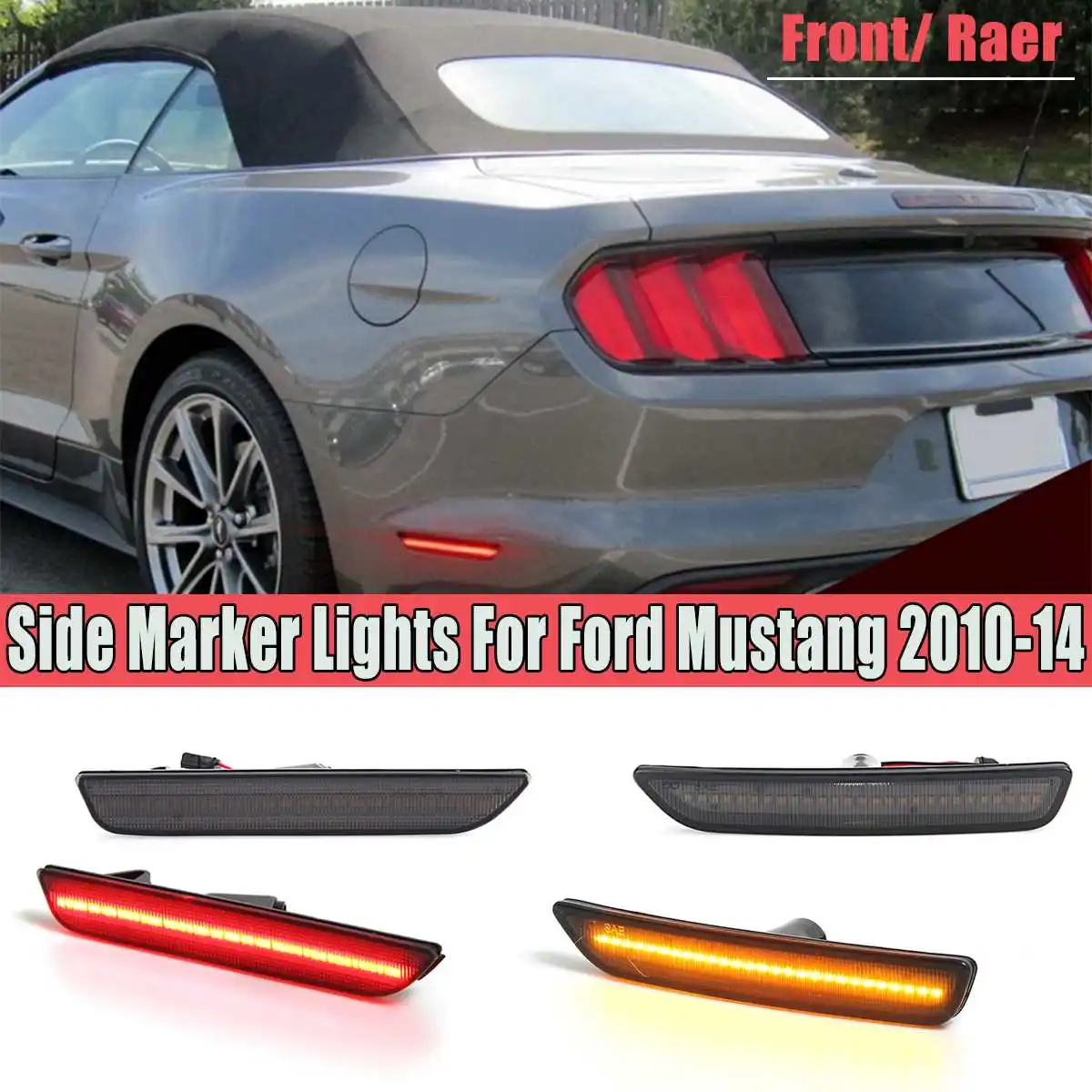 Front / Rear Red / Amber LED Smoked Side Marker Lamps Lights Turn