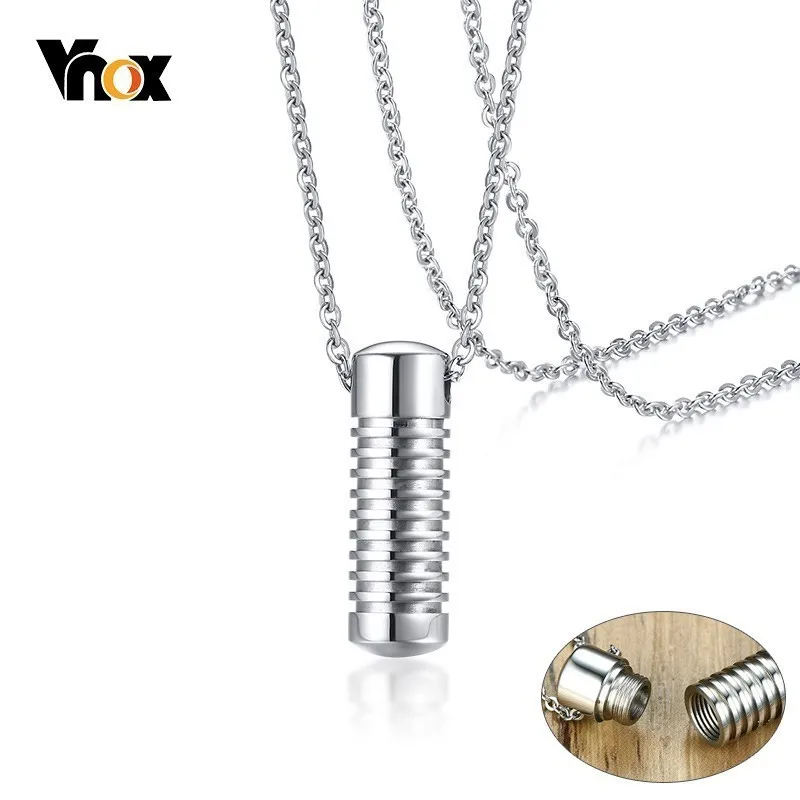 

Vnox Cool Thread Design Urn Necklaces for Men Stainless Steel Can Be Opened Pendant Accessories