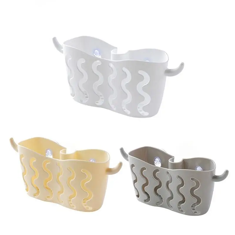 

New Arrival Hole-free Suction Cup Storage Hanging Basket Faucet Dish Washing Sponge Drain Basket Bathroom Kitchen Storage Shelf