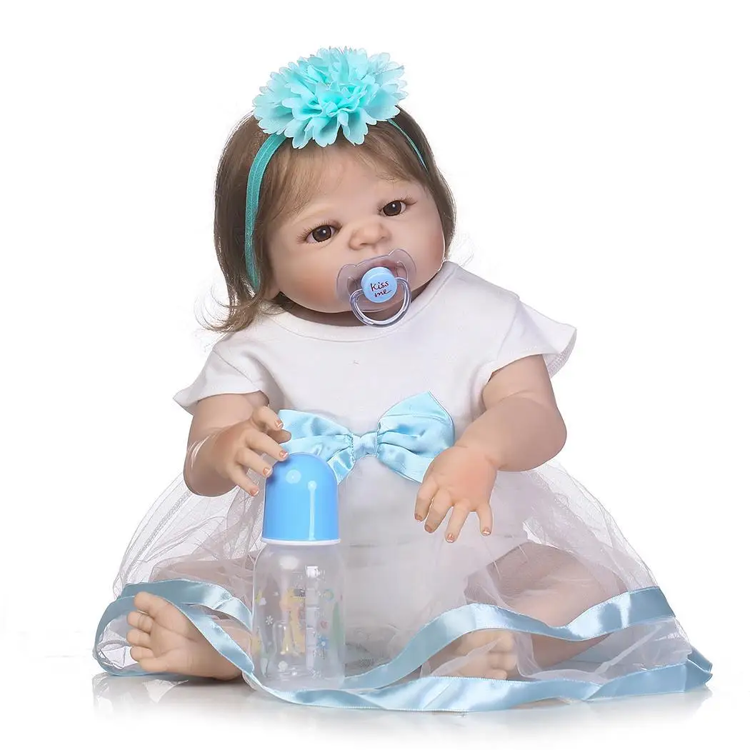 

Kids Soft Silicone Realistic With Clothes Girl Reborn Unisex Baby Doll 2-4Years Collectibles, Gift, Playmate