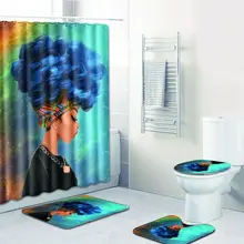 Африканская женщина шаблон Водонепроницаемый полиэстер ткань душевая занавеска в комплекте Противоскользящие коврики ковер для ванной туалет