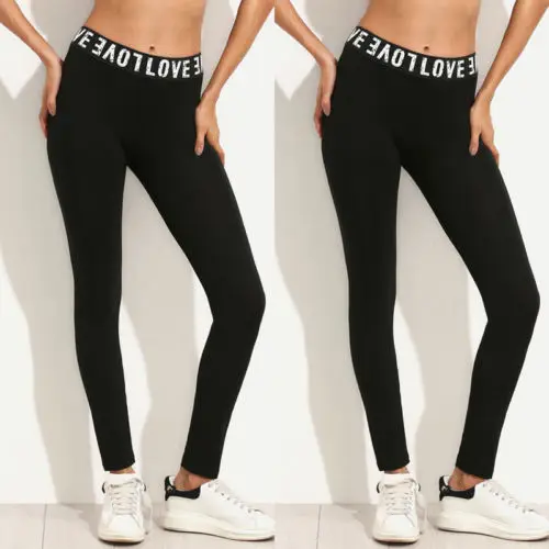 

Fashion Women Workout Gym Sports Pants Leggings Fitness Stretch Trouser Love Letter Leggings