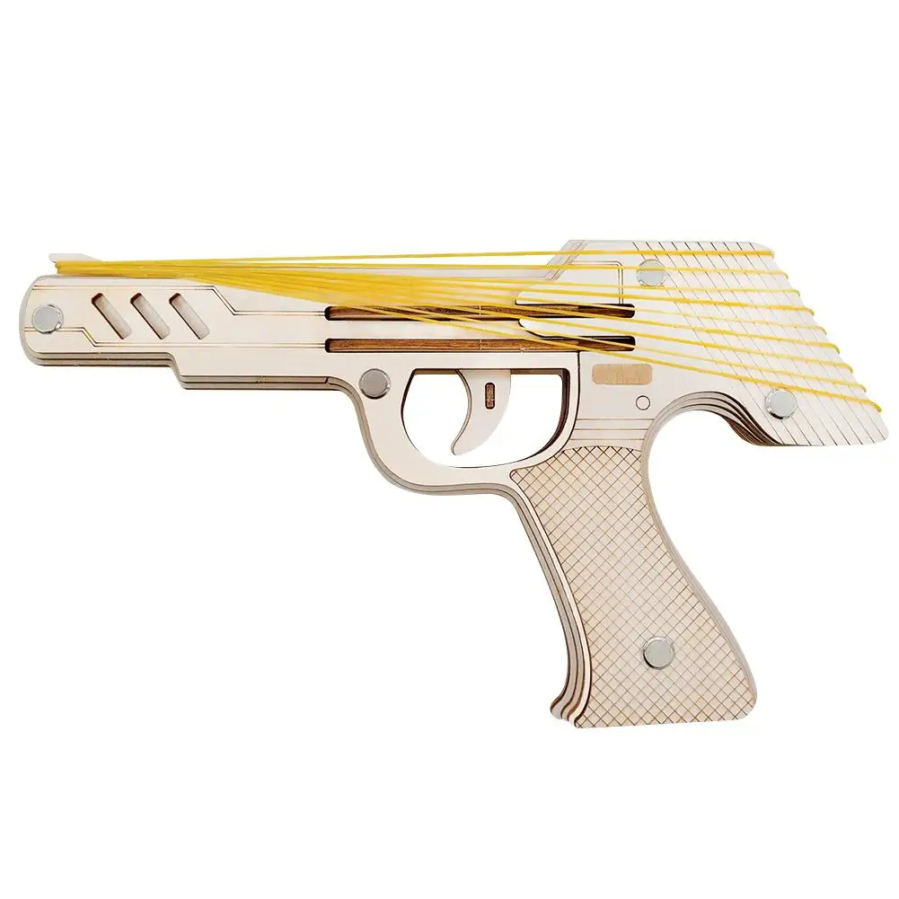 

Toys Gun Models 3D Wooden Puzzle Simulation Bullet Rubber Band Launcher Mechanical Rubber Band Handgun Toy For Children