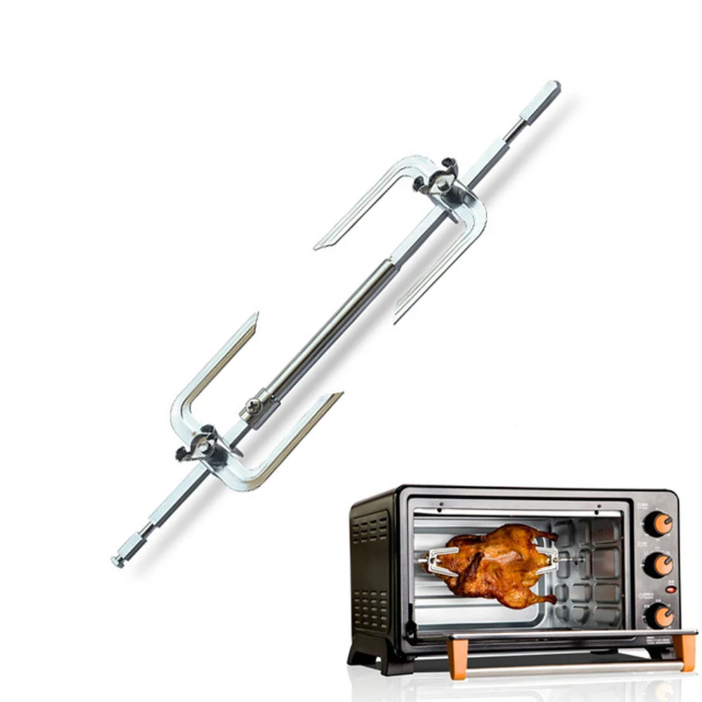 

1pc Portable Stainless Steel Barbecue Sticks Skewers Roast Fork Oven Spin Rotate Chicken Roasting Fork 393mm