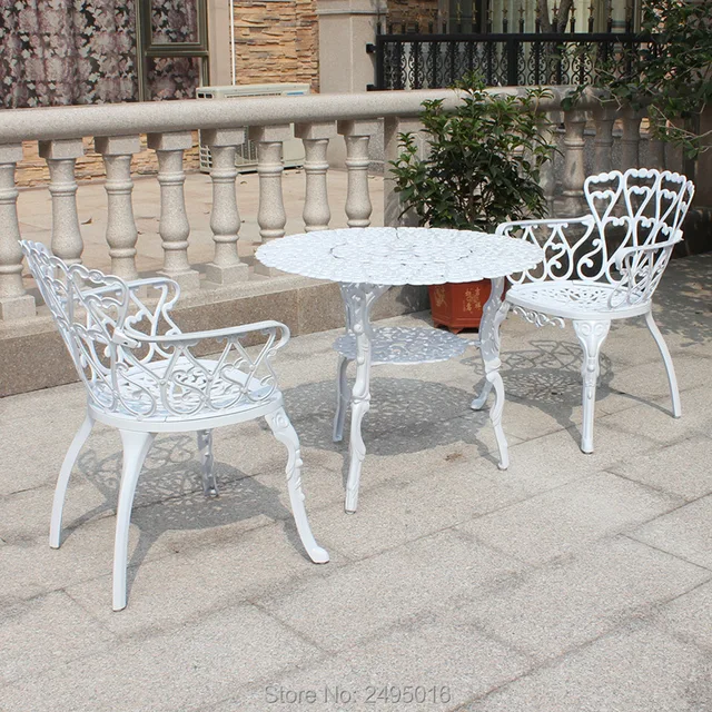 3 Piece Cast Aluminum Coffee Set Patio Furniture Garden 3 Piece Cast Aluminum Coffee Set Patio Furniture Garden Outdoor White