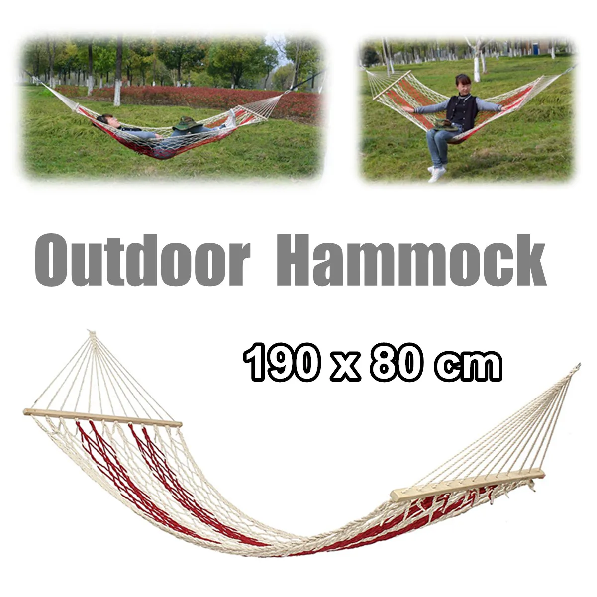 

Outdoor Picnic Garden Hammock Hang Bed Portable Travel Camping Swing Canvas Cotton Rope Hang Bed Furniture Hammock 190x80cm