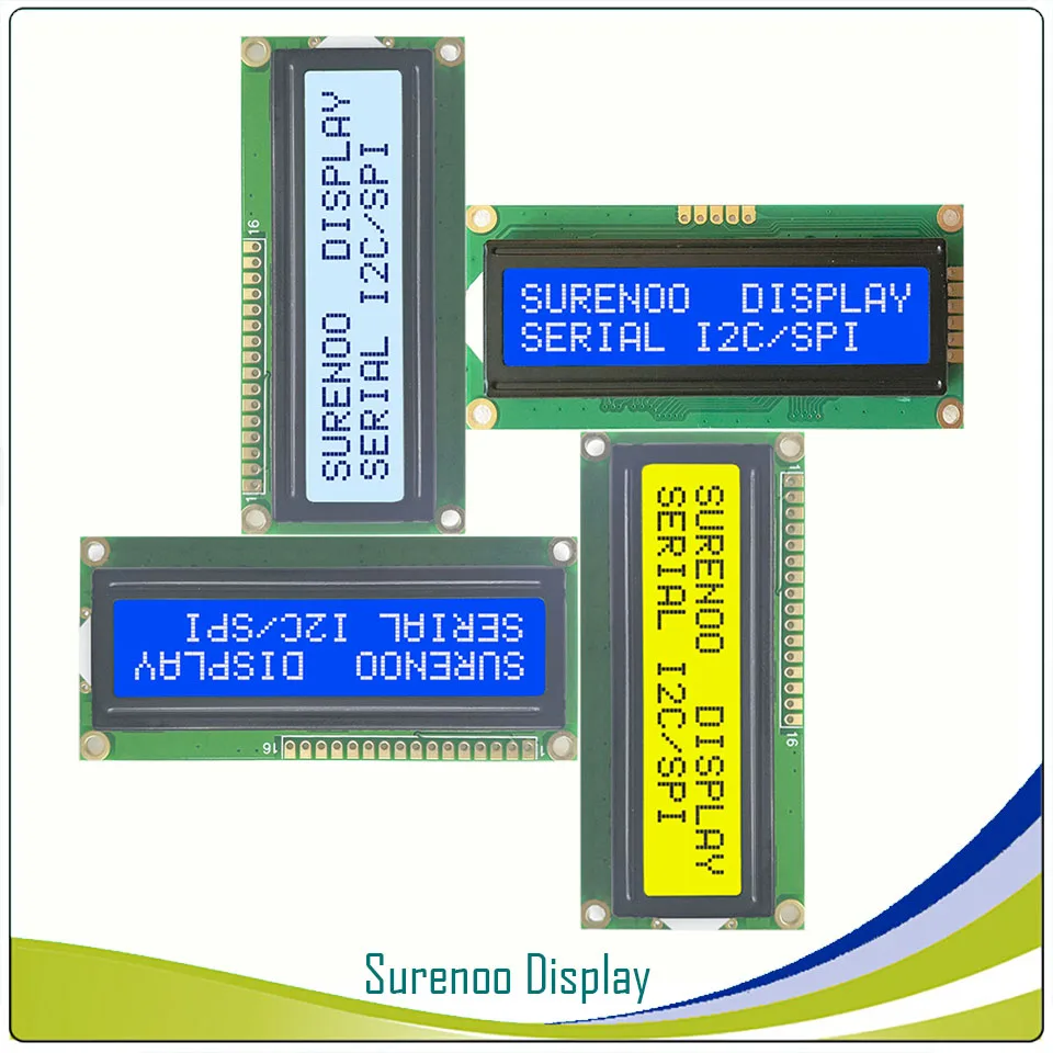 

Serial SPI I2C 1602 162 16*2 Character LCD Module Display Screen LCM with LED Backlight Build-in AIP31068L Controller