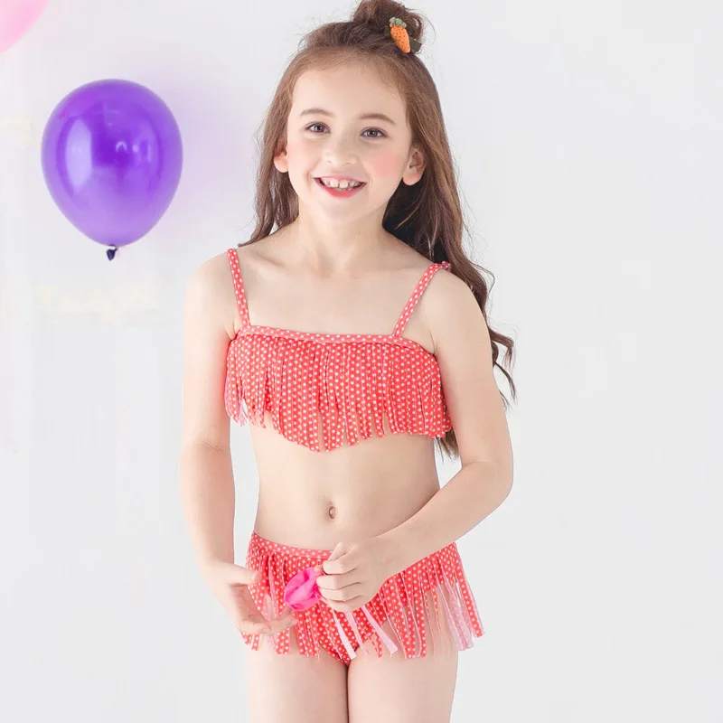 

Girl Tassel Bikini 2019 New Baby Girls Two Pieces Bathing Suits Girl Swimsuit Children Bikini Sets Kids Split Swimwear Costumes
