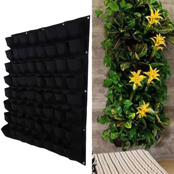 

Black Color Wall Hanging Planting Bags 64 Pockets Grow Bag Planter Vertical Garden Vegetable Living Garden Bag Herb Pot 3
