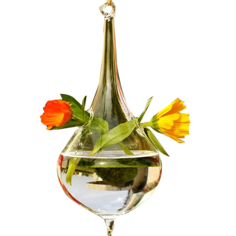 

Water Drop Glass Hanging Vase Bottle Terrarium Container Plant Flower Diy Table Wedding Garden Decor
