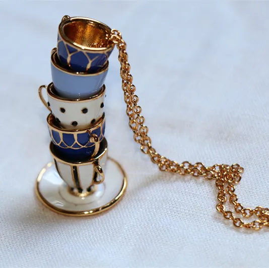 Изысканный чайник серии чашки кулон, серьги с подвеской ожерелье набор