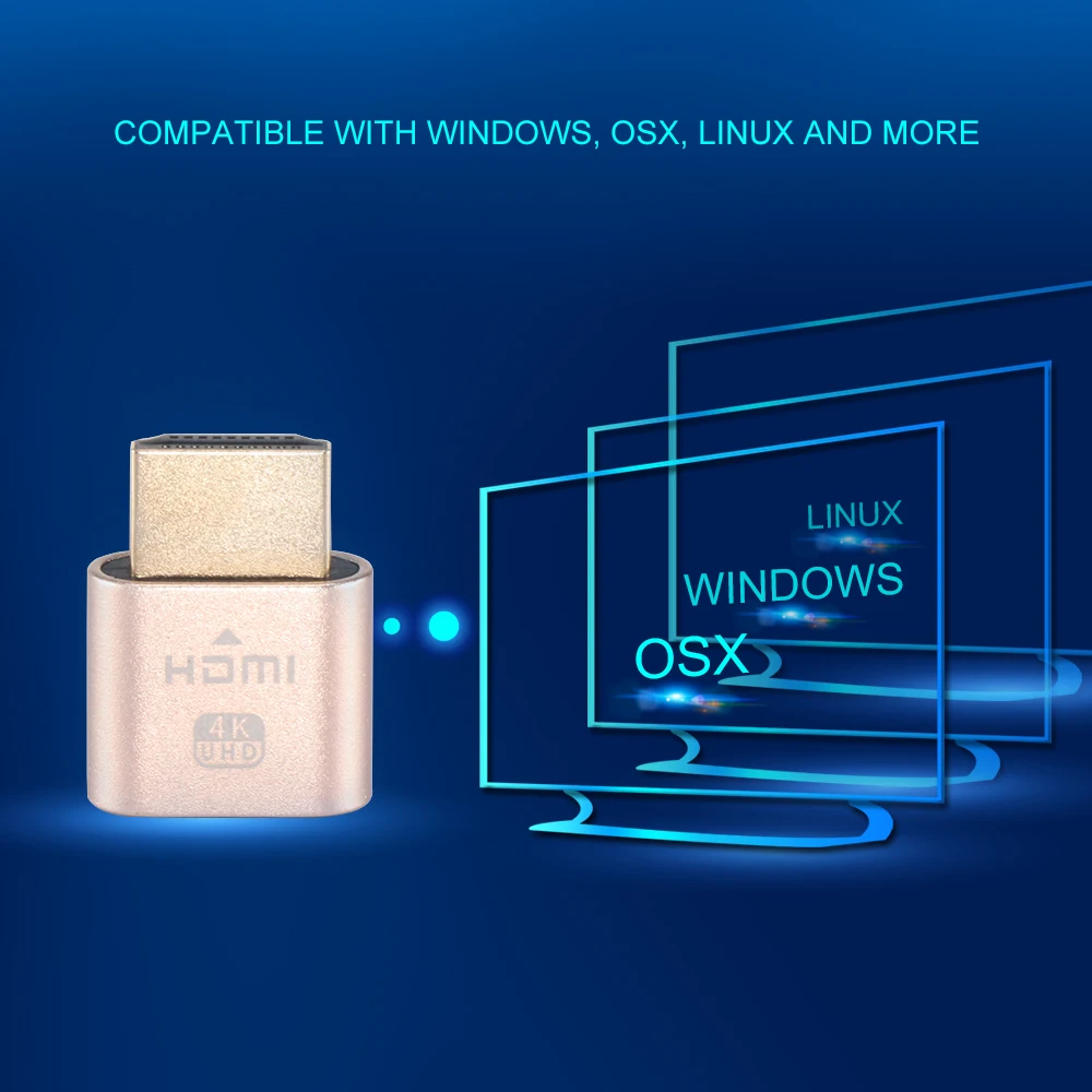 Powstro муляж разъема HDMI Ghost Безголовый мини эмулятор поддельный Дисплей порт 1920x1080 60