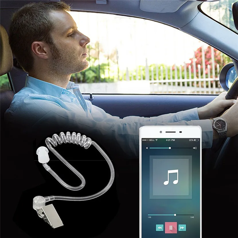 

1pc 3.5mm In Ear Earphone Anti-Radiation Air Tube Earpiece Agent Headset With Microphone For Mobile Phone MP3 Air Tube Headset