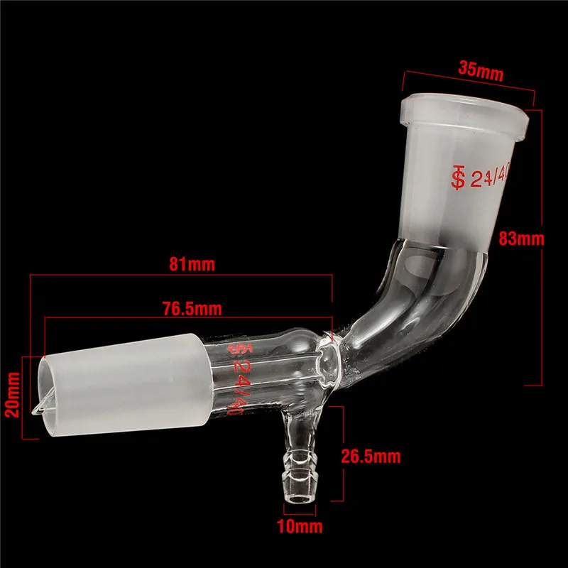 24/40 шарнир 105 градусов изгиб лабораторный стеклянный вакуумный приемник стеклянный изгиб соединитель трубка снятие адаптер дистилляционная головка адаптер