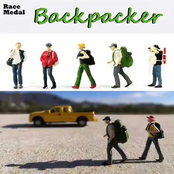 

1:64 Scale Figure Backpacker People Group Scenario Model Set For Race Medal Matchbox Children Toy Group People Model