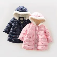 spring baby girl winter jacket print flower hooded kids parkas for girls coat outfit outerwear children’s boutiques clothing