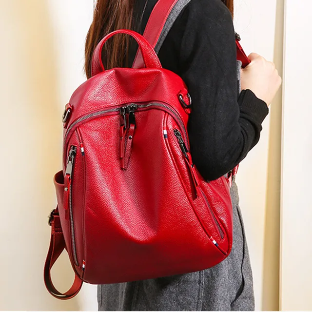 2022 Genuine Leather Girls Backpack Shoulders Bag For Women Daily Travel Female Fashion Women's Daypack Bags Ladies Backpacks 2