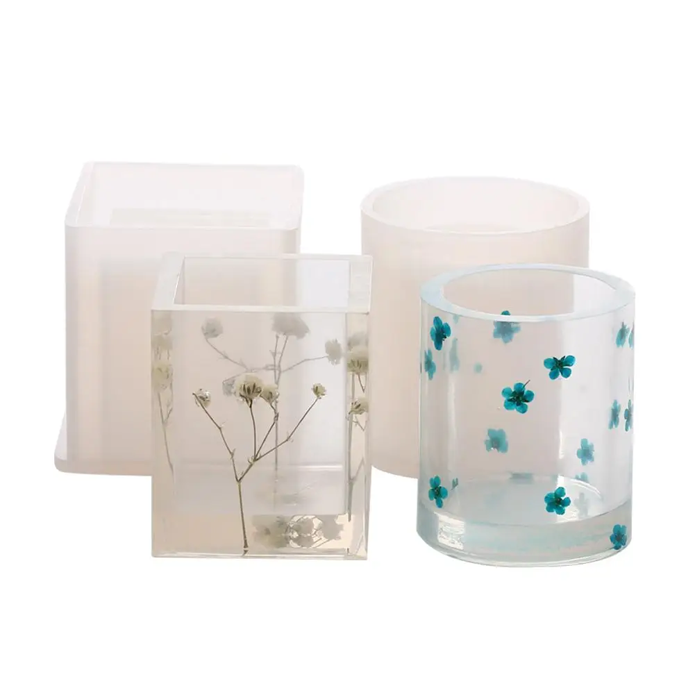 

6PCS/Set Ashtray Crystal Epoxy Gel Silicone Mould Collection Box Concrete Gypsum Abrasive With Rod Environmentally Home Products