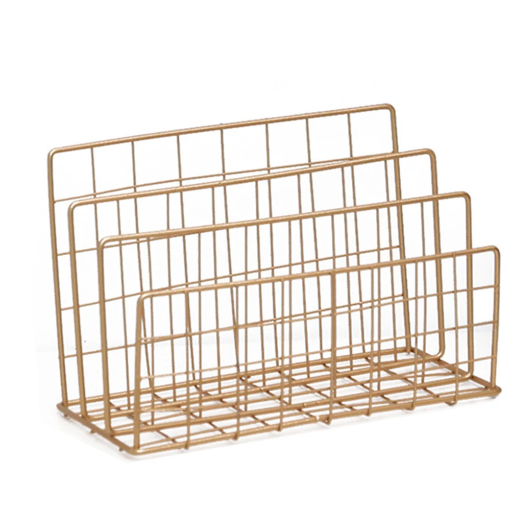 الأسلاك المعدنية ملف حامل الطاولة الذهب الحديد مجلة المنظم ل مكتب المنزل تخزين الرف سطح المكتب تخزين رف ملفات المنظم
