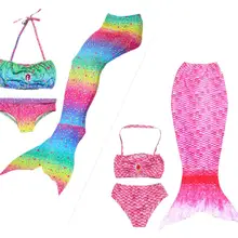 3 шт Русалка Пляжная Купальник для косплея детская хвост русалки купальные костюмы костюм COS подарок бикини ванный комплект платье для девочек