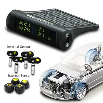 

433.92MHz Car Solar USB Tire Pressure Monitor TPMS Tire Pressure Tester Built-in Sensor great for ensuring you driving safely