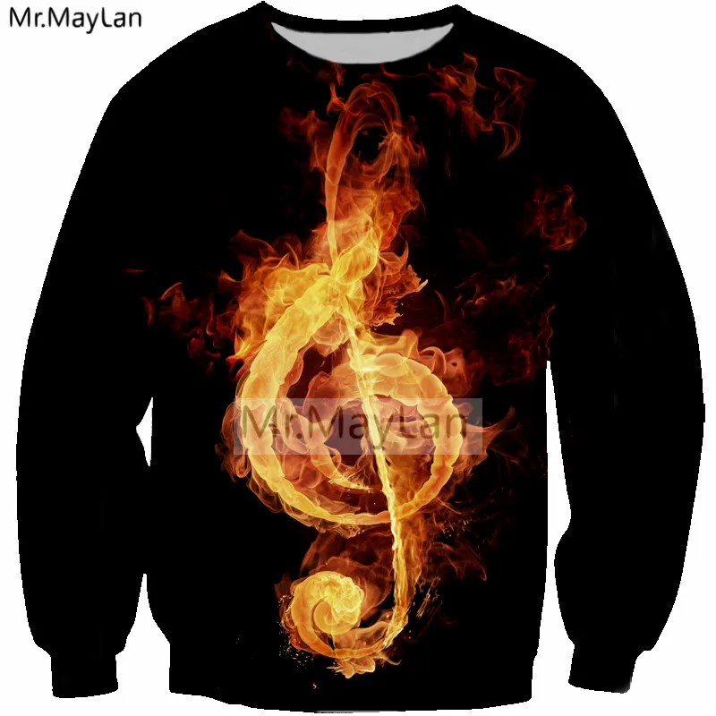 Modis Music Symbol Printed 3d Sweatshirts Men/women Gothic Style Long Sleeves Pullover Hoodies Boys Hipster Black Tops Clothes