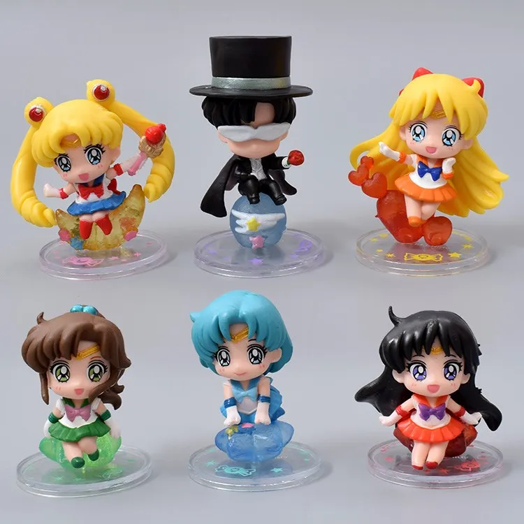 

Q 6PCS/LOT 5CM DC Sailor Moon figures Anime Action original Figure PVC model Collection figures for children toys gift