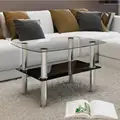 VidaXL Kaffee Tisch Mit 2 Regale Glas Gehärtetem Glas Coffe Tische Geeignet Für Café Bar hotel Büro Wohnzimmer-in Café-Tische aus Möbel bei