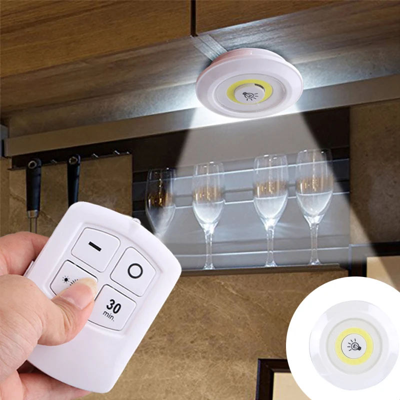 

3PCS COB LED Night Lights Wireless Remote Controller Night Lamp Cabinet Night Light Wall Lamp LED Remote Control Battery Under