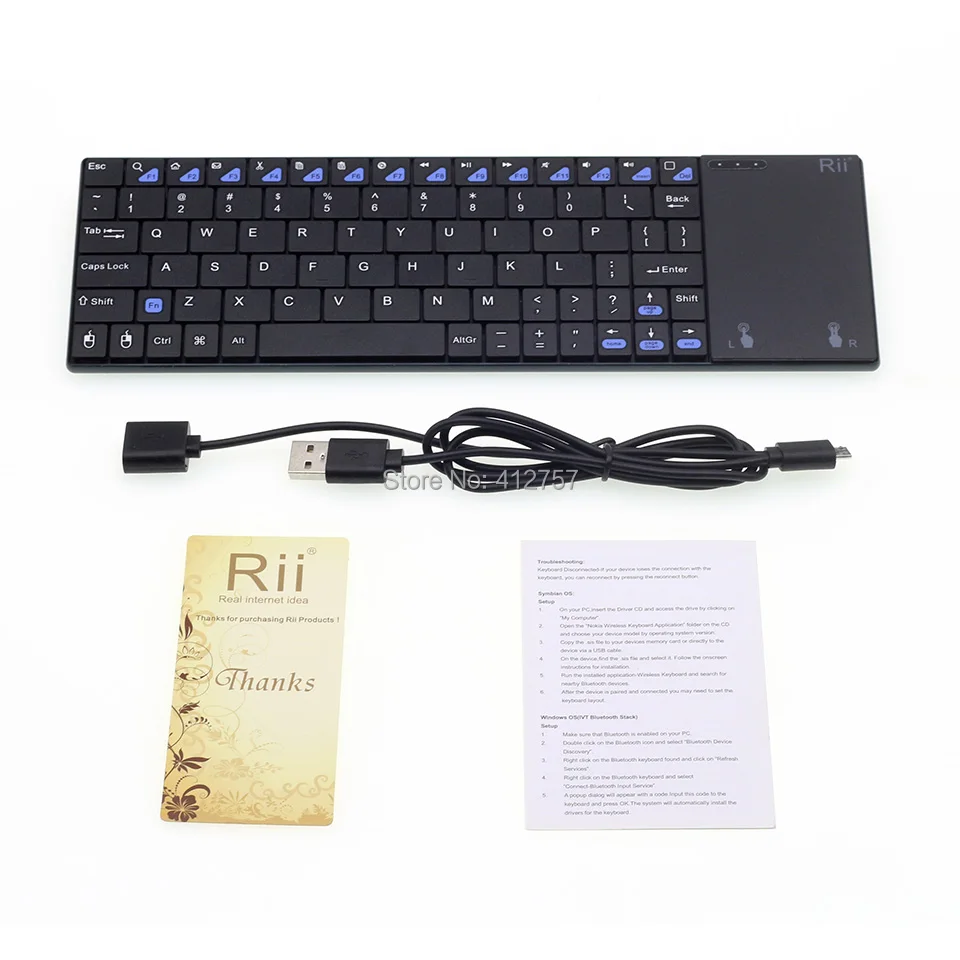 Оригинальная Беспроводная Bluetooth клавиатура Rii i12 с тачпадом мышь для iPad Pro/Android