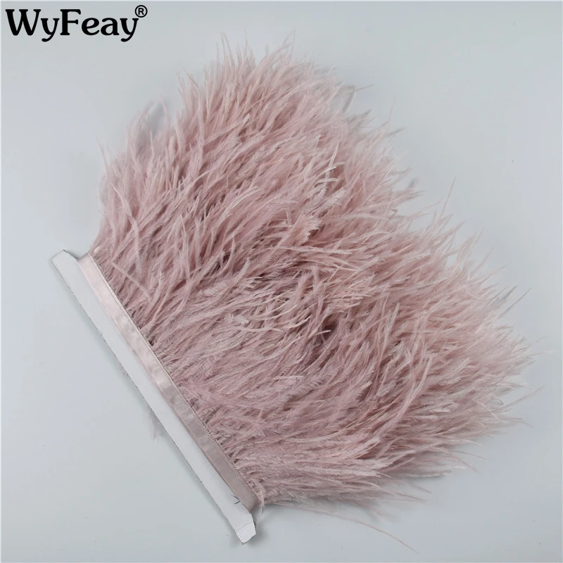 

1M 5M 10Meter 8-10CM Leather Pink ostrich feathers trims Ribbon Fringe White ostrich feather For Craft ribbon for skirt Plumes