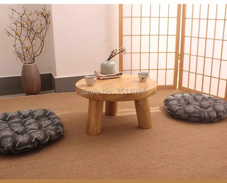 Japanese style burlywood color Round Table Paulownia Wood Traditional Asian Furniture Living Room Low Floor Coffee Table Wooden Japanese style burlywood color Round Table Paulownia Wood Traditional Asian Furniture Living Room Low Floor Coffee Table Wooden