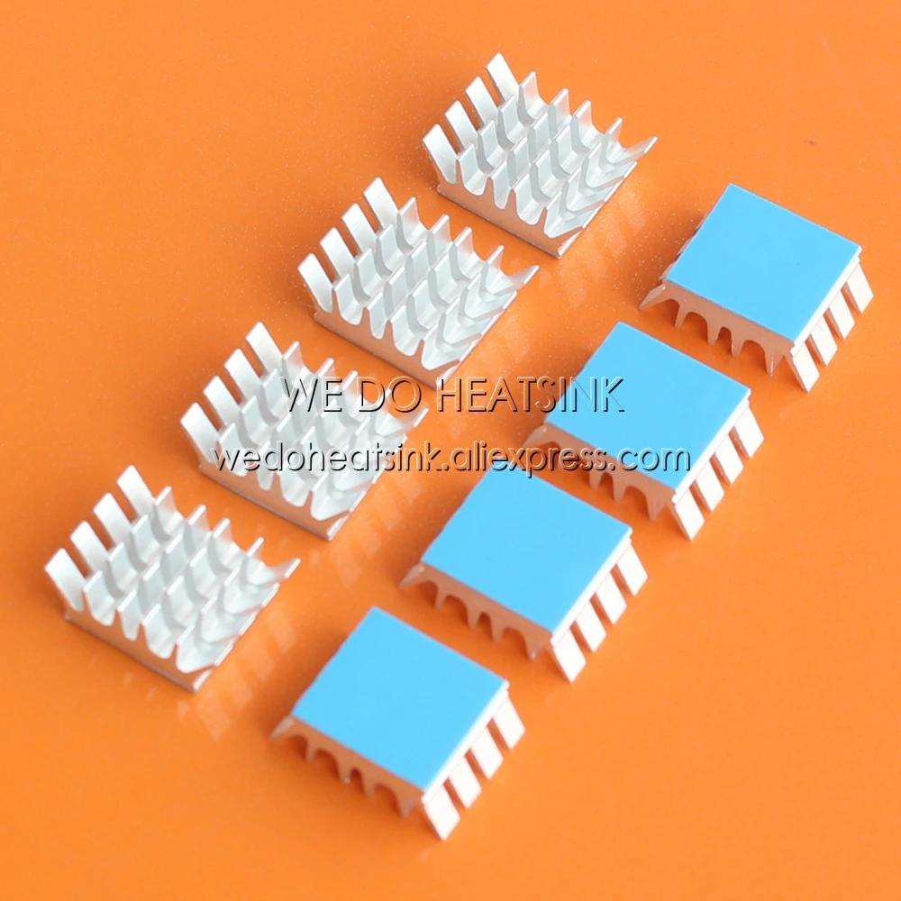 우리는 히트 싱크 28pcs 알루미늄 스파키 실버 13x14x6.5mm 냉각 쿨러 히트 싱크 열 청색 양면 테이프 적용