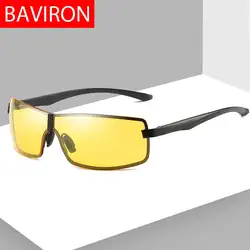BAVIRON мужские поляризованные солнцезащитные очки Ночной привод Зеркальные Солнцезащитные очки мужские солнцезащитные очки без оправы