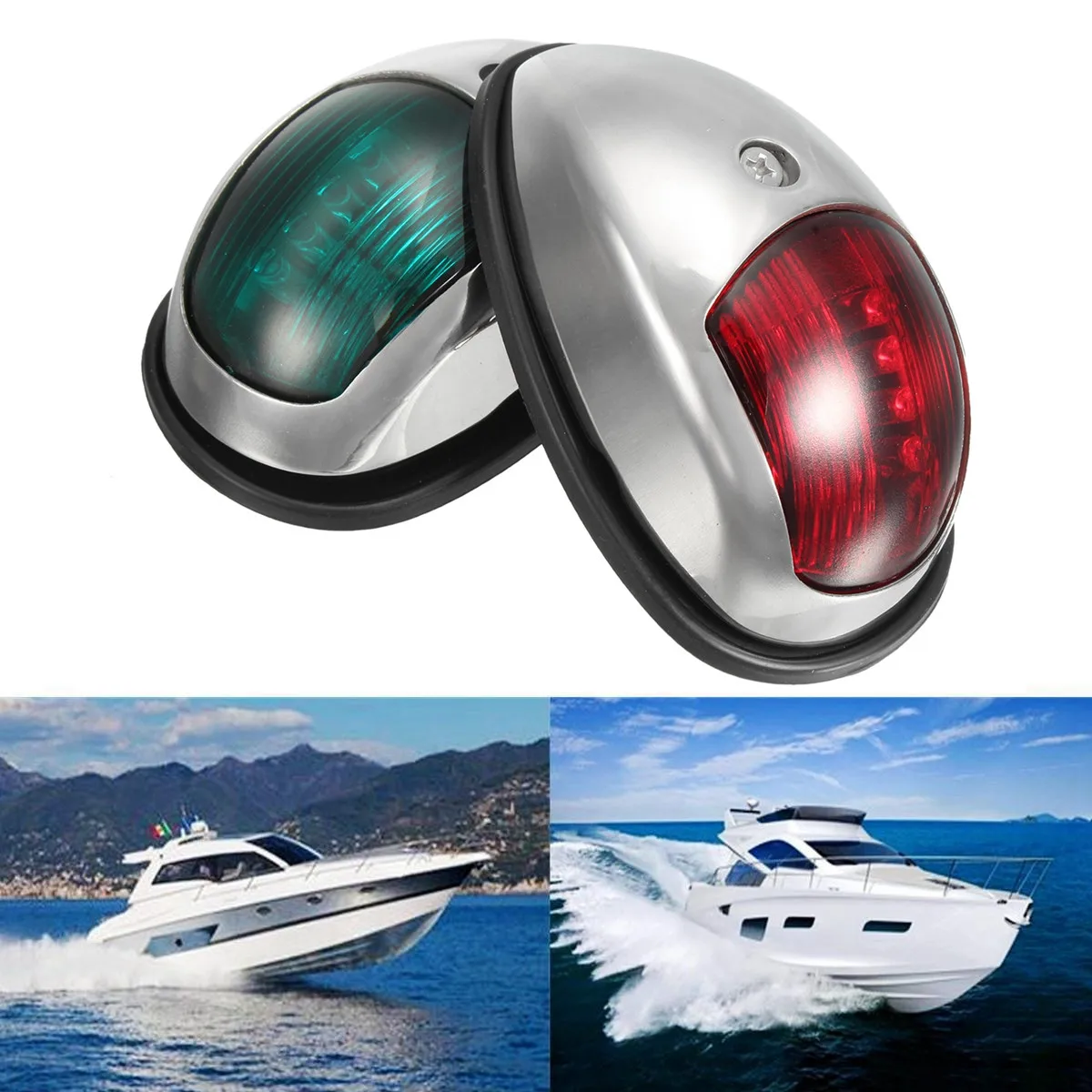 

Stainless Steel Pair 12V LED Navigation Lamp Marine Port Side & Starboard Light for Boat Chandlery / Boat / Yacht