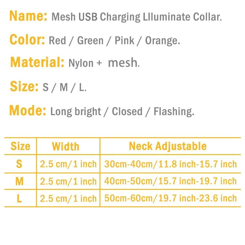 Светодиодный светящийся светильник-ошейник для собак USB Перезаряжаемый нейлоновый светоотражающий светящийся ошейник светящиеся ночные ошейники для маленьких средних и больших собак