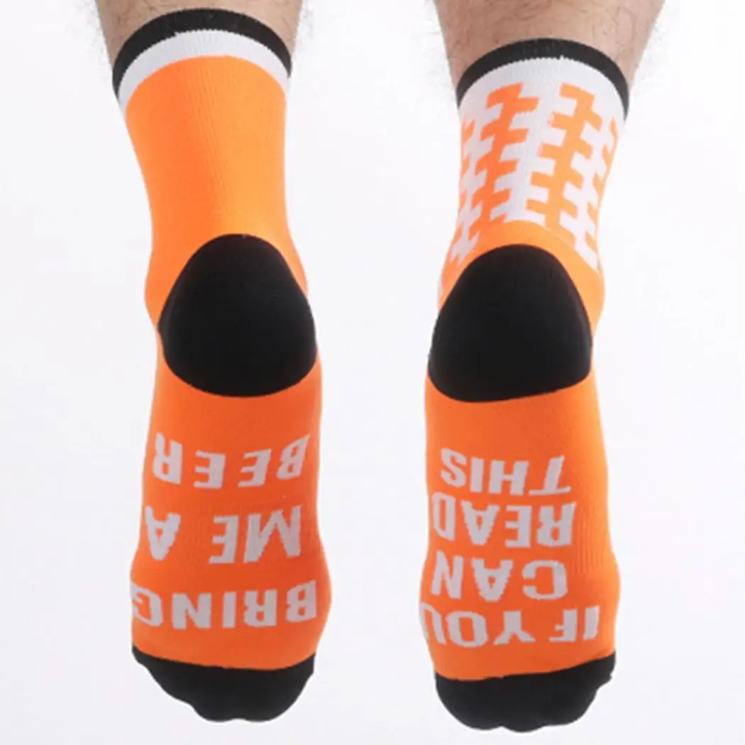 

Men Professional Letter Print Cycling Socks Calf Length Outdoor Sport Racing All Season Socks
