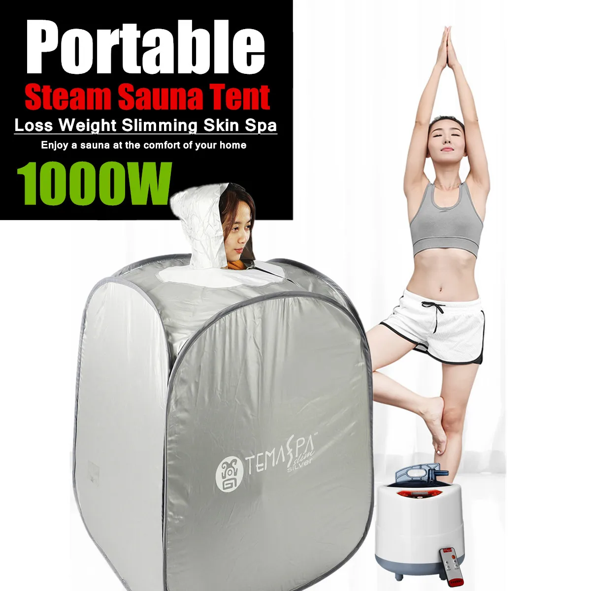

2L 220V 60Hz 1000W Indoor Foldable Steam Sauna Room Tent Loss Weight Slimming Skin Spa Portable AU Plug For Personal Health Care