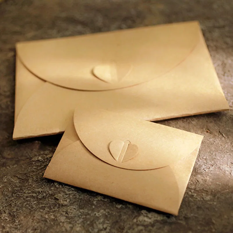 

Handmade Brown Paper Bag Mini Envelope Heart Festival Retro Kraft Envelopes