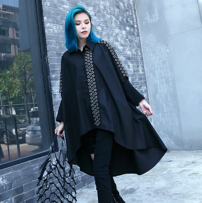 

#0714 Spring Autumn Collar Shirt Dress Women Plus Size Front Short Back Long Batwing Sleeve England style Loose Shirt Dresses