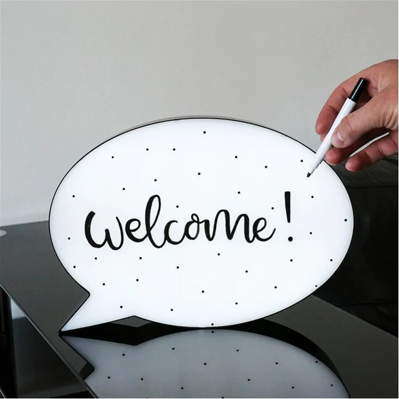

CLAITE A4 Rewritable DIY LED Night Light LED Message Handwriting Letter With Tri-Color Erasable P Speech Bubble Board Light